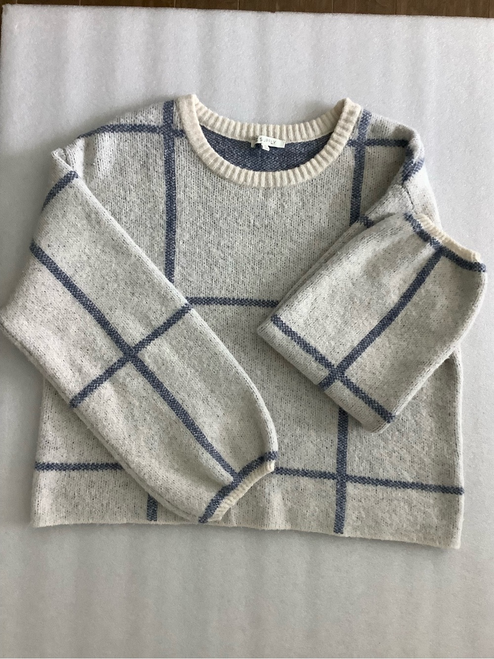Z Supply Cream Sweater with Blue Fleck Knit
